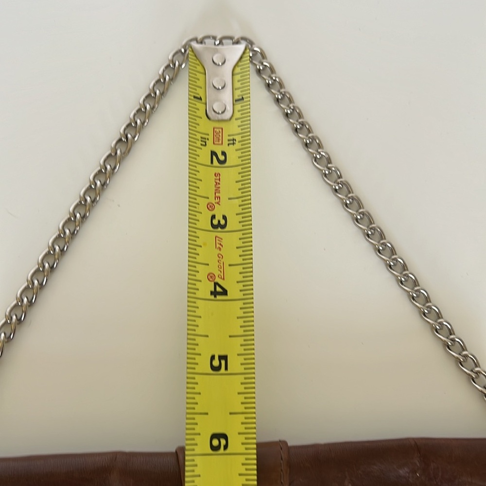 ❤️ Vintage Sherry Wolf Crystal Peace Sign Leather Convertible Clutch Bag w/Chain - Picture 13 of 15